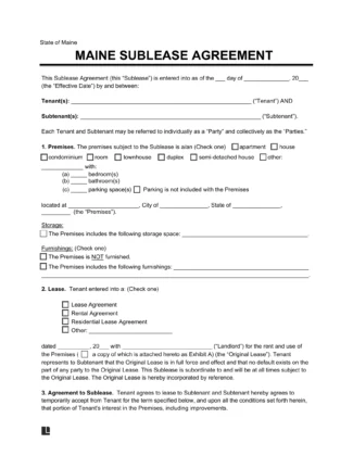 Maine Sublease Agreement Template