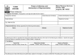 Maine Tax Power of Attorney Form ME-2848