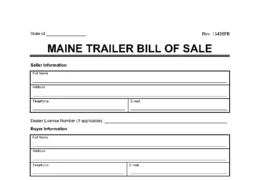 Maine Trailer Bill of Sale screenshot