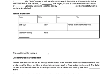 Maine vehicle bill of sale
