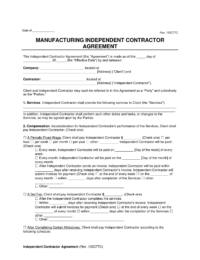 Manufacturing Independent Contractor Agreement