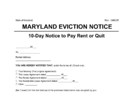 Maryland 10-Day Notice to Quit Non-Payment