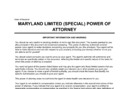 Maryland Limited Power of Attorney Template