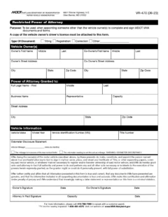 Maryland Motor Vehicle Power of Attorney Form (VR-470)