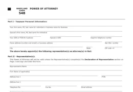 Maryland Tax Power of Attorney Form 548
