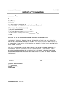 Free Massachusetts 30-Day Notice to Vacate | Lease Termination | PDF & Word