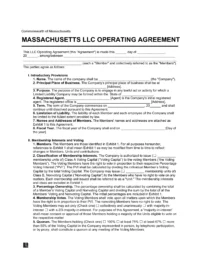 Massachusetts LLC Operating Agreement Template