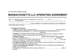 Massachusetts LLC Operating Agreement Template
