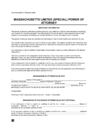 Massachusetts Limited Power of Attorney Template