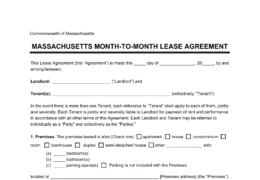 Massachusetts Month-to-Month Rental Agreement