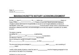 Massachusetts Notary Acknowledgment Form