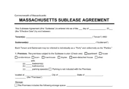 Massachusetts Sublease Agreement Template