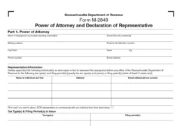 Massachusetts Tax Power of Attorney Form M-2848