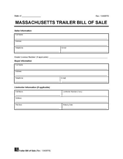 Massachusetts Trailer Bill of Sale screenshot