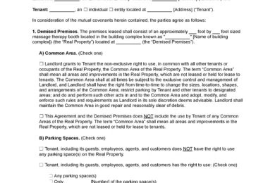 Massage Therapist Booth Rental Agreement Template