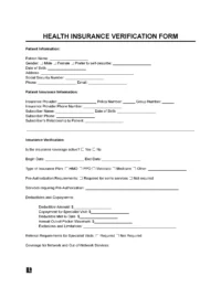 Medical Health Insurance Verification Form