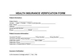 Medical Health Insurance Verification Form