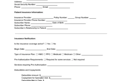 Medical Health Insurance Verification Form