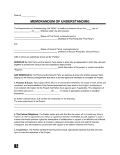 memorandum of understanding template