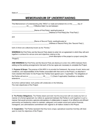 memorandum of understanding template