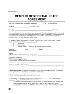 Memphis Residential Lease Agreement Template