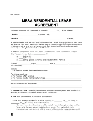 Mesa Residential Lease Agreement Template