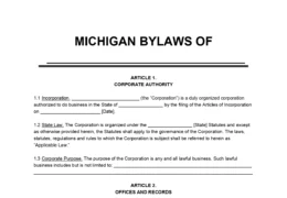 Michigan Corporate Bylaws Template