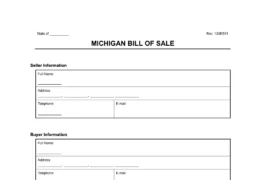 Michigan bill of sale form
