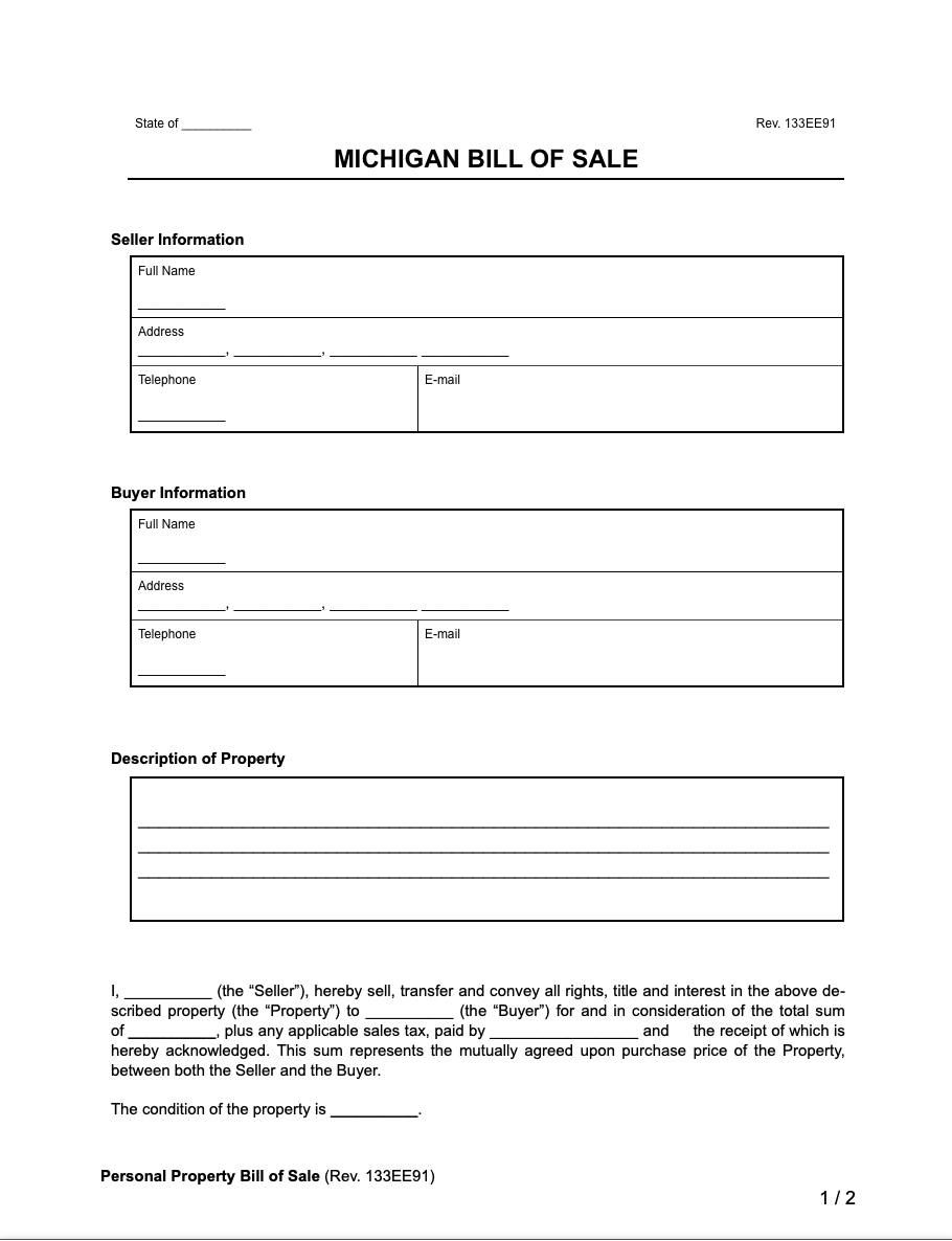 Download Michigan Vehicle Bill Of Sale Form For Free vrogue.co