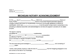 Michigan Notary Acknowledgment Form
