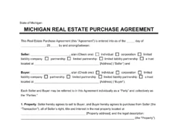Michigan Real Estate Purchase Agreement Form