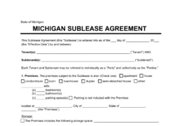 Michigan Sublease Agreement Template