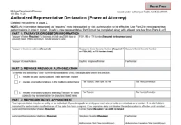 Michigan Tax Power of Attorney Form 151