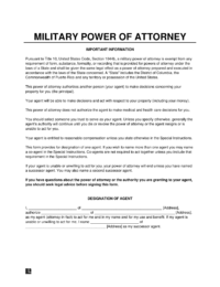 Military Power of Attorney form