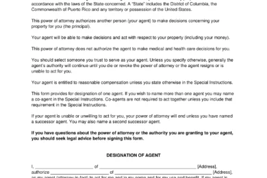 Military Power of Attorney form