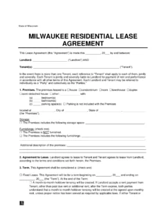 Milwaukee Residential Lease Agreement Template