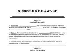 Minnesota Corporate Bylaws Template