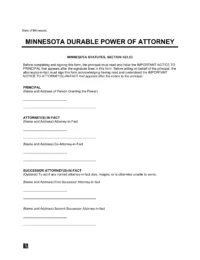 Minnesota Durable Statutory Power of Attorney Form