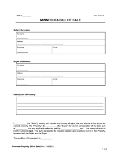 Minnesota bill of sale form