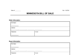 Minnesota bill of sale form