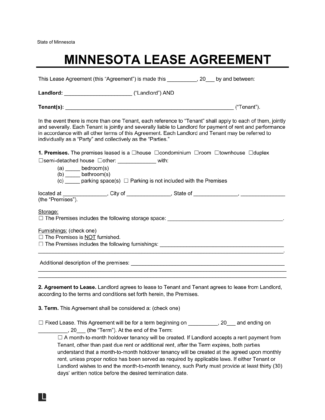 Minnesota Lease Agreement Template