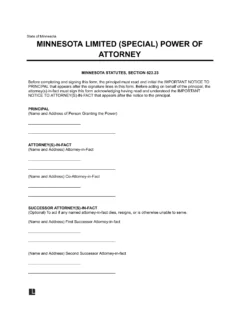 Minnesota Limited Power of Attorney Template