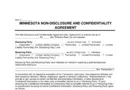 Minnesota Non-Disclosure and Confidentiality Agreement Template