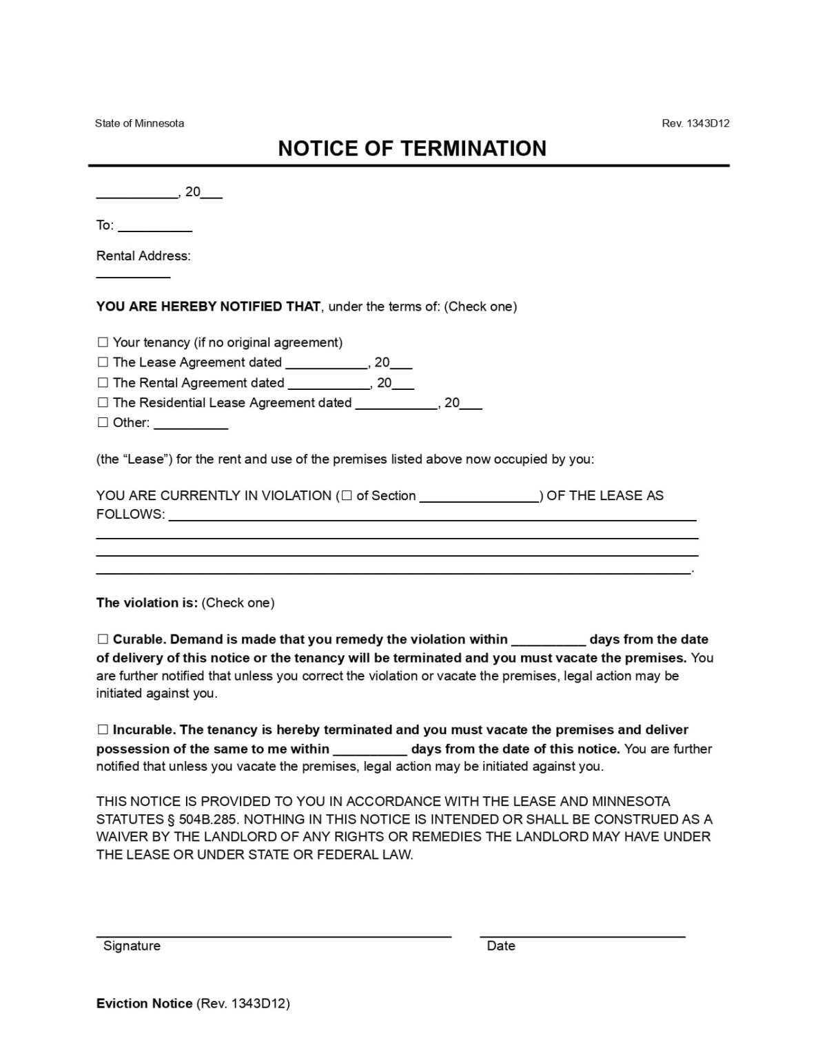 Free Minnesota Eviction Notice Forms | PDF & Word Downloads