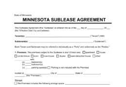 Minnesota Sublease Agreement Template
