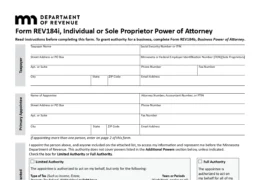 Minnesota Tax Power of Attorney Form REV184i