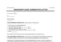 Mississippi Lease Termination Letter (30-Day Notice)