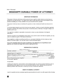 Mississippi Durable Power of Attorney Form