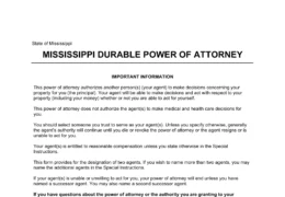 Mississippi Durable Power of Attorney Form