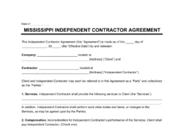 Mississippi Independent Contractor Agreement Template